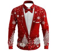 BmDSGC Mens Christmas Shirts Funny Christmas Tree Printed Short Sleeve Button Down Shirt Regular Fit Casual Cotton Holiday Beach Tops Xmas Outfits