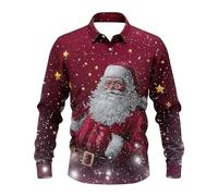 BmDSGC Mens Christmas Shirts Merry Christmas Snowflake Tree Printed Stylish Casual Business Slim Fit Long Sleeve Button Up Dress Shirt Xmas Custome Adult