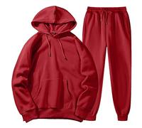 BmDSGC Mens Tracksuit Set Hooded Jacket Sweatsuits Jogging Tops Full Zip Joggers Sports Sweatsuit with 2 Pockets Matching Lounge Set Sports Casual Sweat Suit Christmas (Red, L)