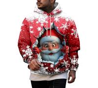BmDSGC Men's Ugly Christmas Jumper Funny Novelty Naughty Theme Pullovers Classic Hooded Fleece Top Plain Sweatshirt Pull Over Jumper Hoody Tops Shirts Christmas Costume Adult (Red,XL)