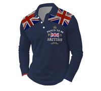 BmDSGC Mens Union Jack Polo Shirts Great Britain Bunting Flags Print Short Sleeve Cotton Regular-Fit Collared Golf T-Shirts St Georges Day Tshirt Tie Dye Casual Big & Tall T-Shirts (A-Navy,XL)