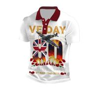 BmDSGC Mens Union Jack Tshirt Bunting Flags Print Great Britain Short Sleeve Classic Golf T-Shirt Casual Sport Top King Charles Coronation 2025 Fitness Short Sleeve Printed T-Shirt,XL