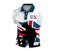 BmDSGC Union Jack 2025 Graphic Tees for Men Bunting Flags Print Great Britain Short Sleeve Polo Golf T-Shirts Holiday Clothes Travel England Football Pirate Shirt,3XL