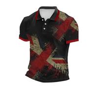 BmDSGC Union Jack Flag t Shirt Mens Graphic Tee Bunting Flags Print Great Britain Pique Short Sleeve Basic Tee Tops with Collar England Football Tie Dye Casual Big & Tall T-Shirts,L