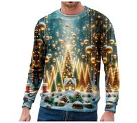 BmDSGC Unisex LED Light Up Christmas Jumper Ugly Xmas Sweater Funny Printed Knitted Holiday Pullover for Men and Women Festive Stitch Rude Matching Xmas Sweaters for Couples Reindeer Onesie (Gold,XL)