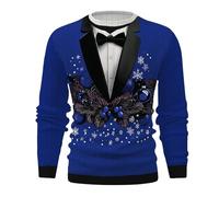 BmDSGC Unisex LED Light Up Christmas Jumper Ugly Xmas Sweater Funny Printed Knitted Holiday Pullover for Men and Women Men/Women Hip Hop Pullovers Reindeer Onesie Adult (Blue,L)