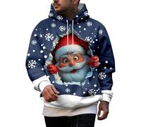 BmDSGC Unisex Ugly Christmas Sweater 3D Printed Funny Crewneck Pullover Sweatshirts for Xmas Party Celebration Soft Warm Top Work Office Smart Pullover Sweater Xmas Shirts (Navy,4XL)