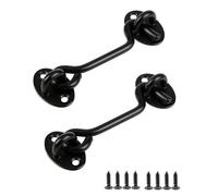 Bmeigo 2PCS 4 inch Hook and Eye Latch Set, Stainless Steel 100mm Gate Hook Heavy Duty Cabin Hook Barn Door Swivel Latch Locks for Window, Door, Shed, Garage, Cabinet (Black)