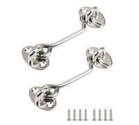 Bmeigo 2PCS 4 inch Hook and Eye Latch Set, Stainless Steel 100mm Gate Hook Heavy Duty Cabin Hook Barn Door Swivel Latch Locks for Window, Door, Shed, Garage, Cabinet (Sliver)