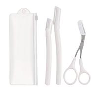 Bmeigo 3pcs Eyebrow Razors Dermaplaning Blades and Scissors Set for Face | with Cover, Eyebrow Trimmer, Upper Lip, Facial Hair Shaver, Beauty Tools for Women Men Exfoliating Peach Fuzz Remover (White)