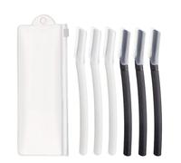 Bmeigo 6pcs Dermaplaning Blades for Face, Facial Razor Eyebrow Trimmer | Upper Lip Face Hair Shaver with Cover for Women Men Exfoliating Peach Fuzz Remover (White + Black)