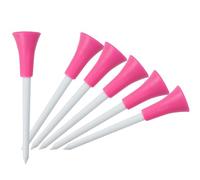 Bmeigo 70mm 2 3/4" Golf Tees Plastic with Rubber Collar - 50pcs Long Castle Golf Tee Strong Lightweight Portable High-visibility for Golfer Practice (White & Pink)