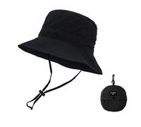 Bmeigo Bucket Hat for Women Men, Summer Sun Hat with Wide Brim UPF 50+ Waterproof Boonie Hat Foldable Storage Lightweight Adjustable Breathable for Outdoor Hiking Fishing (Black, Up to 60cm Wide)