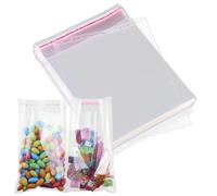 Bmeigo Clear Cellophane Bags 100pcs/4 x 6 inches - Food Grade Self Adhesive Sweet Bags Seal Plastic Cookie Treat Bag for Candy, Jewelry, A6 - A8 Cards, Gifts Packaging