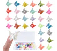 Bmeigo Pack of 30 Small Butterfly Hair Clips for Girls Women, Colourful Dazzling Hair Claw Clips 1.8cm Mini Claws Sparkly 90s Y2K Cute Barrette Hairstyle Accessories Plastic (Multicoloured)