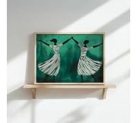 BMGKYAGL Abstract Striped Dancers Print | Emerald Green Wall Art | Modern Dancer Poster | Motion Dance | Contemporary(20x30cm/Internal Frame)