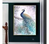 BMGKYAGL Auspicious Peacock Painting On Canvas Dancing Beautiful Bird Feather Pattern For Wall Art Decor Home Mural(30x45cm/Internal Frame)