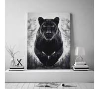 BMGKYAGL Black Panther Wild Jumping Panther Animal Art Poster Canvas Painting Wall Art Printing Images Home Decor(30x45cm/Internal Frame)