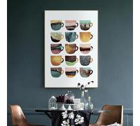 BMGKYAGL But First Coffee Colorful Cups Coffee Kitchen Prints Poster Nordic Canvas Paintings Wall Art Pictures Home Decor 60x80cm frame
