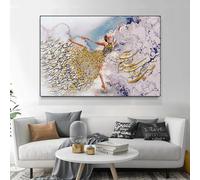 BMGKYAGL Calligraphy Golden Ballet Dancer Poster Dance Is My Desire Canvas Painting Wall Pictures Rumi Quotes Prints Decor 60x80cm Frameless