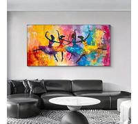 BMGKYAGL Canvas Art - Vibrant Ballet Dancers with Abstract Background, Modern Home Decor(40x80cm/Internal Frame)