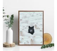 BMGKYAGL Coastal Windmill Ocean Painting Poster - Modern Minimalist Offshore Wind Farm Art with Blue Sea, Walls Decor(40x60cm/Frameless)