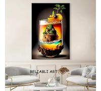 BMGKYAGL Colorful Wine Glass Abstract Poster and Prints Modern Canvas Painting Wall Art Pictures for Bar Home Decor 60x80cm Frameless