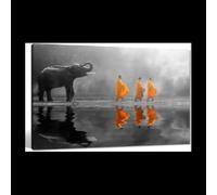 BMGKYAGL Elephant Canvas Wall Art Peaceful Monk Zen Painting for Massage Room Decor Framed Artwork inch Perfect Wall Dec 60x80cmx2 Frameless