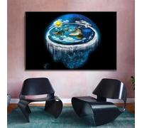 BMGKYAGL Flat Earth with Dome Posters Art Canvas Painting Print Wall Art Pictures for Modern Suitable Home Decor 60x80cm Frameless