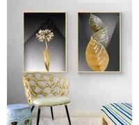 BMGKYAGL Gold Silver Ginkgo Leaves Posters Wall Art Aesthetics Print Canvas Painting for Living Room Modern Home Decor(50x70cmx2/Internal Frame)