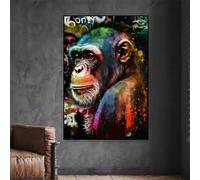 BMGKYAGL Graffiti Monkey Animal Wall Art Prints Poster Zebra Canvas Painting Pop Street Art Poster Home Bedroom Decor(60x90cm/Frameless)