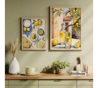 BMGKYAGL Italy Vibe Lemon Tree Canvas Print Poster Modern Mediterranean Art Style Summer Wall Art Home Decor Poster(70x100cmx2/Internal Frame)