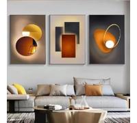BMGKYAGL Modern Minimalist Abstract Geometric Canvas Painting in Orange Wall Art Posters Prints for Living Room Home Decor 50x75cmx3 Frameless