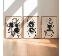 BMGKYAGL Modern Trendy Coffee Cafe Kitchen Barista Art Poster Canvas Painting Wall Prints Picture for Living Room Cafe Bar Home Decor(60x90cmx3/Internal Frame)