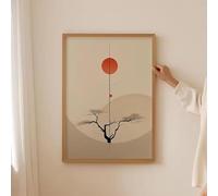BMGKYAGL Retro Japanese Canvas Wall Art Poster,Neutral Abstract Willow Tree Gallery Wall Artworks for Living Room Decor(50x70cm/Frameless)