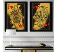 BMGKYAGL Two Posters and Prints piece wall art deco poster with hearts on canvas Modern Style Home Decor 60x80cmx2 frame
