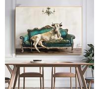 BMGKYAGL Vintage Funny Animals Lying on The Sofa Poster Cow Horse Prints Canvas Printing Wall Art Picture Home Decor 30x50cm Frameless