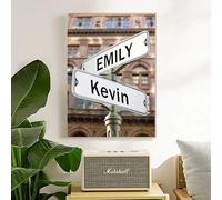 BMGKYAGL Wall Art Canvas Intersection Street Sign 6 Names Anniversary Poster Living Room Modern Picture Prints Bedroom Home Decor(60x90cm/Internal Frame)