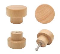 Bmgop 10PCS Wood Knobs Flat Top Round Cabinet Knobs 1.39"(35mm) Natural Wooden Dresser Drawer Knobs Kitchen Cabinet Pulls Handles