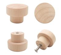 Bmgop 10PCS Wood Knobs Flat Top Round Cabinet Knobs 1.39"(35mm) Unfinished Wooden Dresser Drawer Pulls Kitchen Cabinet Handles