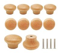 Bmgop 10PCS Wood Knobs Round Cabinet Knobs 1.5"(38mm) Natural Wooden Dresser Drawer Pulls Handles