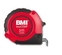 BMI 472341021 "TWO COMP" Pocket Measuring Tape, White/Black/Red, 3 m x 16 mm
