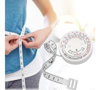 BMI Body Mass Index Tape Measure Retractable 150cm Diet Tool for Waist Chest Hip Thigh Calf Tracking with Push-Button Lock White