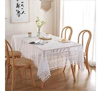 BMIDRUT White Cotton Crochet Tablecloths Lace Doilies Vintage Rectangle Crochet Tablecloths Table Cover Table Topper Wedding Home Party Table Decoration 140x100 cm