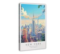 BMIQWAHG New York Travel Retro Poster Canvas Poster Wall Art Decor Print Picture Paintings for Living Room Bedroom Decoration 16x24inch(40x60cm)