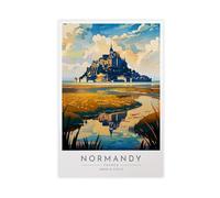 BMIQWAHG Normandy Travel Poster Retro Canvas Poster Bedroom Decor Landscape Office Room Decor Gift 08x12inch(20x30cm)