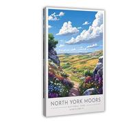 BMIQWAHG North York Moors Travel Poster Retro Canvas Poster Bedroom Decor Landscape Office Room Decor Gift 20x30inch(50x75cm)