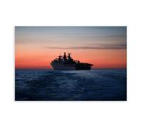 BMIQWAHG The Albion Battleship Sunset Poster Canvas Poster Bedroom Decor Landscape Office Room Decor Gift 16x24inch(40x60cm)