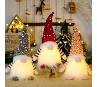 BMIRAVPEL Light Up Gnome Christmas Decoration With Light, Handmade Swedish Santa Gnomes with Glitter Hat Craft, Gonk Elf Christmas for Indoor Decoration Holiday Home Decor Gifts (3 Pack)