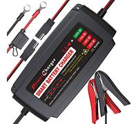 BMK 12V 5A Smart Battery Charger Portable Battery Maintainer with Detachable Alligator Rings Clips Fast Charging Trickle Charger for Car Boat Lawn Mower Marine Sealed Lead Acid Battery